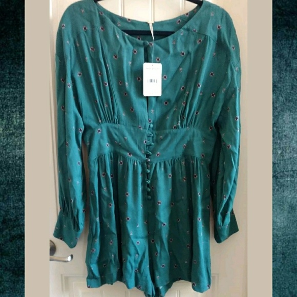 Free People Love Grows Green Combo Romper Size Med - Picture 2 of 4